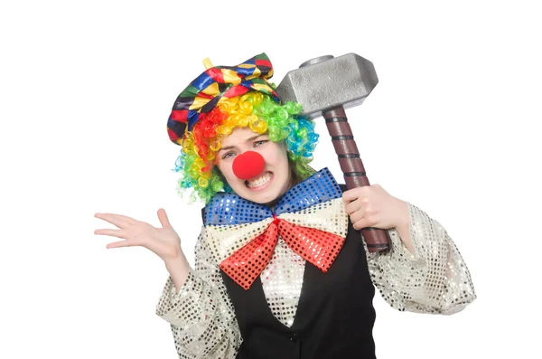 Vrouwelijke clown geïsoleerd op wit — Stockfoto