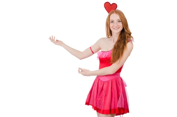 Young model in mini pink dress — Stock Photo, Image