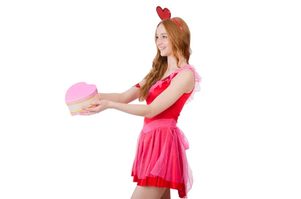 Mooie jonge model in roze mini jurk — Stockfoto