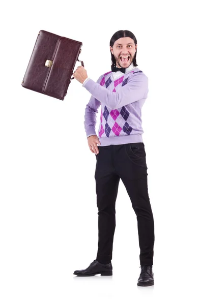 Hombre sonriente con maletín —  Fotos de Stock