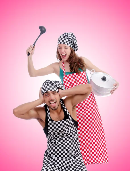 Pair of funny cooks — Stock Photo, Image