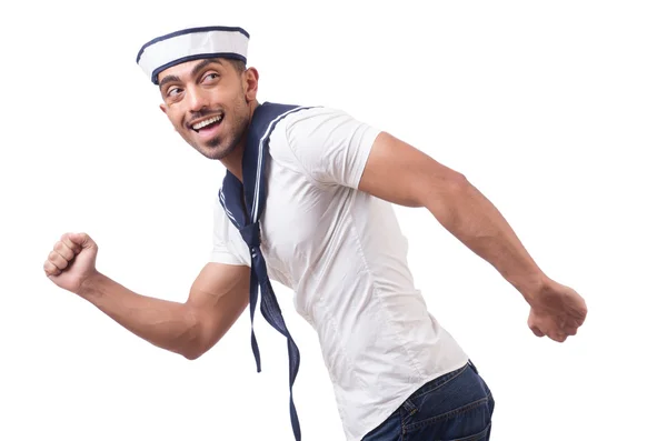 Смешной моряк бегает — стоковое фото