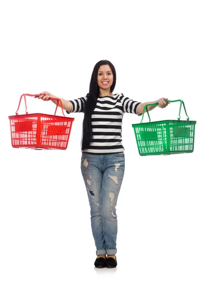 Woman with shopping cart — Stock Photo, Image