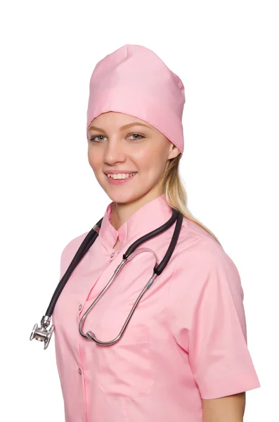 Blond kvinnlig läkare med phonwndoscope — Stockfoto