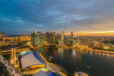 Singapur Panoraması şehir merkezi silueti