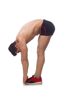 Beyaz arka plan üzerinde izole kas adam