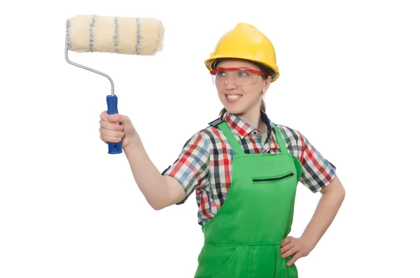 Mujer pintor aislado en el blanco — Foto de Stock