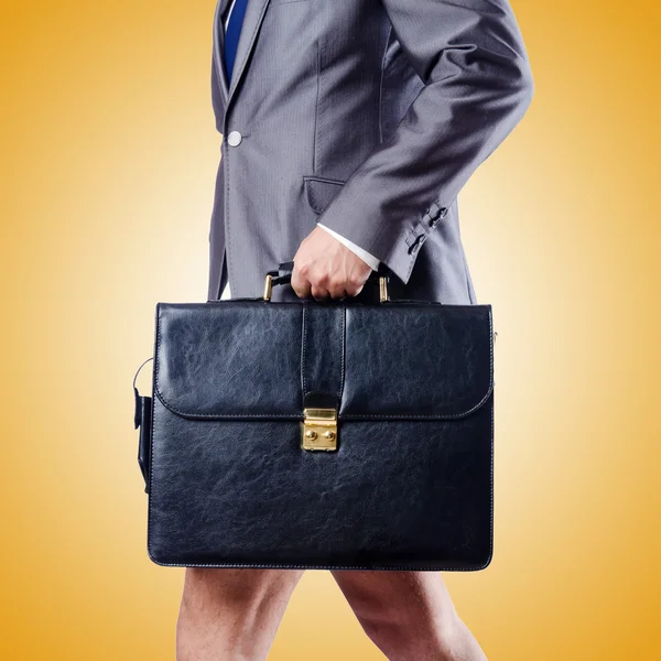 Nude businessman with briefcase — Stock Photo, Image