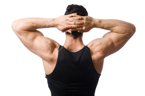 Hombre muscular aislado sobre el fondo blanco — Foto de Stock