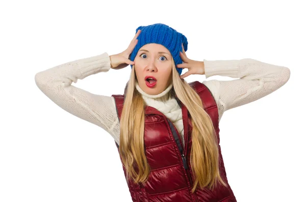 Blonde fille à cheveux en bordo gilet — Photo