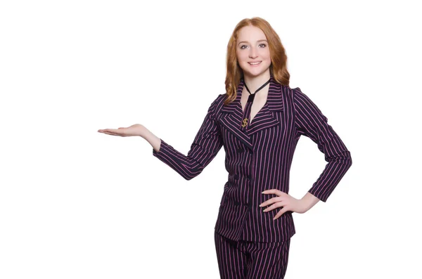 Young lady in striped retro suit — Stock Photo, Image