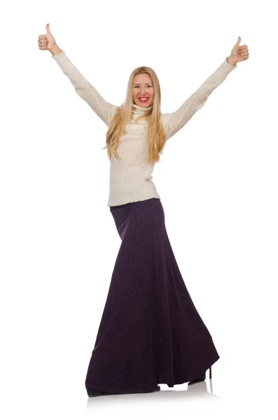 Pretty girl in violet long dress Stock Photo