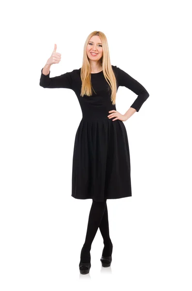 Frau im langen schwarzen Kleid — Stockfoto