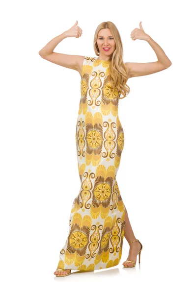Mulher vestindo vestido de verão longo — Fotografia de Stock