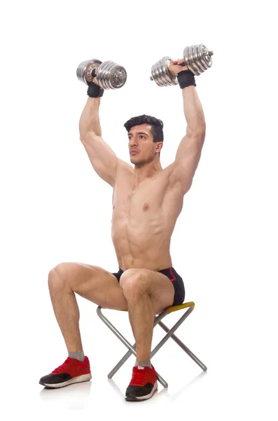 Hombre muscular aislado sobre el fondo blanco — Foto de Stock