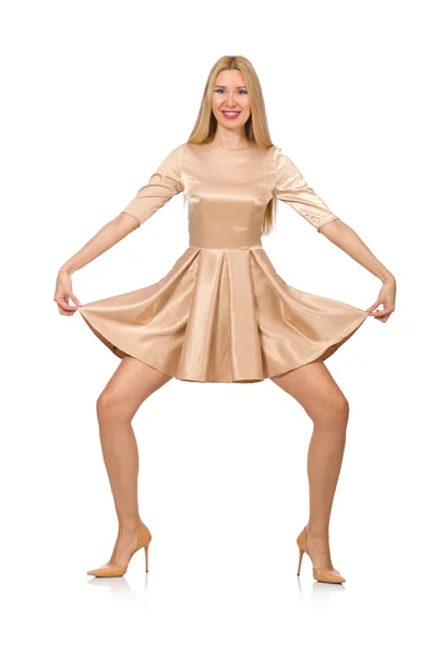 Pretty girl in satin mini dress — Stock Photo, Image