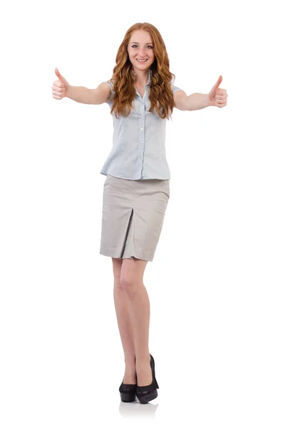 Jolie jeune employée isolée sur blanc — Photo