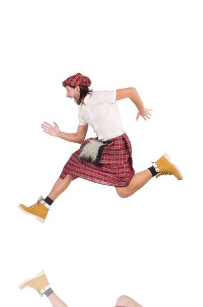 The running Scotsman isolated on white — Stock Photo, Image