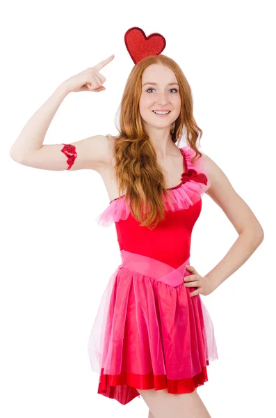 Pretty young model in mini pink dress — Stock Photo, Image