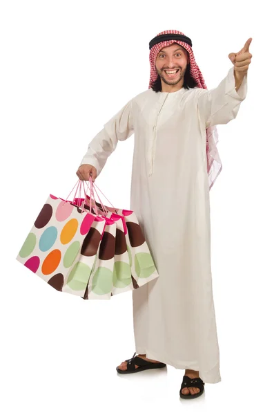 Arap adam alışveriş torbaları ile — Stok fotoğraf