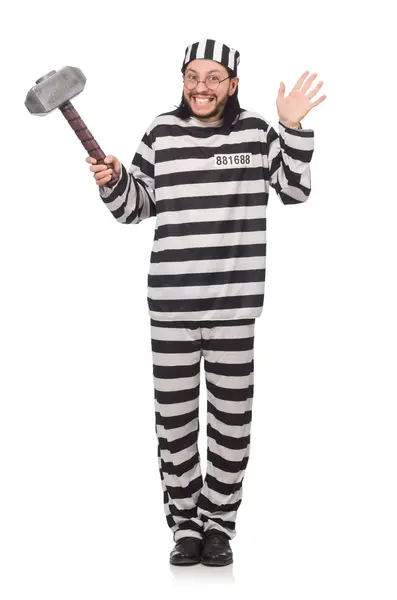 Prison inmate with hammer — Stock Photo, Image