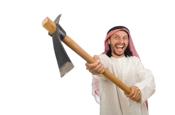 Arabische man met ijsbijl — Stockfoto