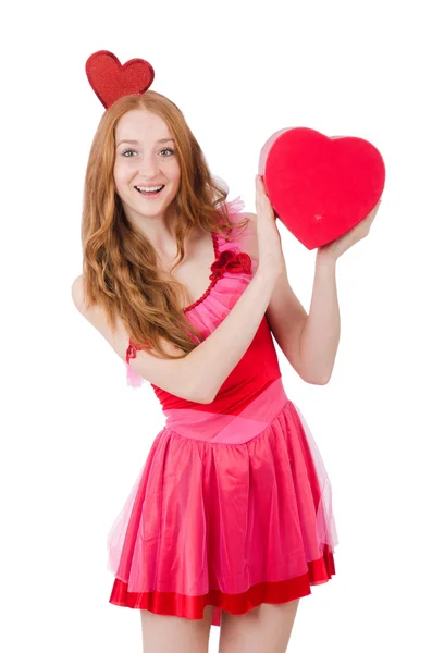 Pretty young model in mini pink dress — Stock Photo, Image