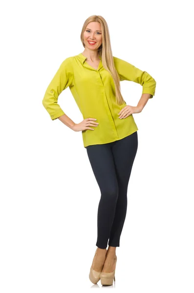 Kvinna i gul skjorta — Stockfoto