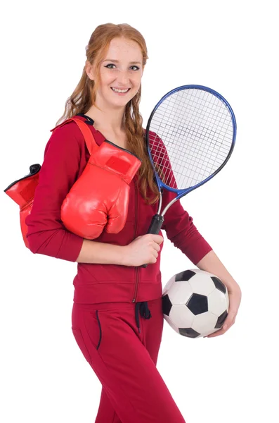 Pretty female sportswoman with ball — Stock Photo, Image