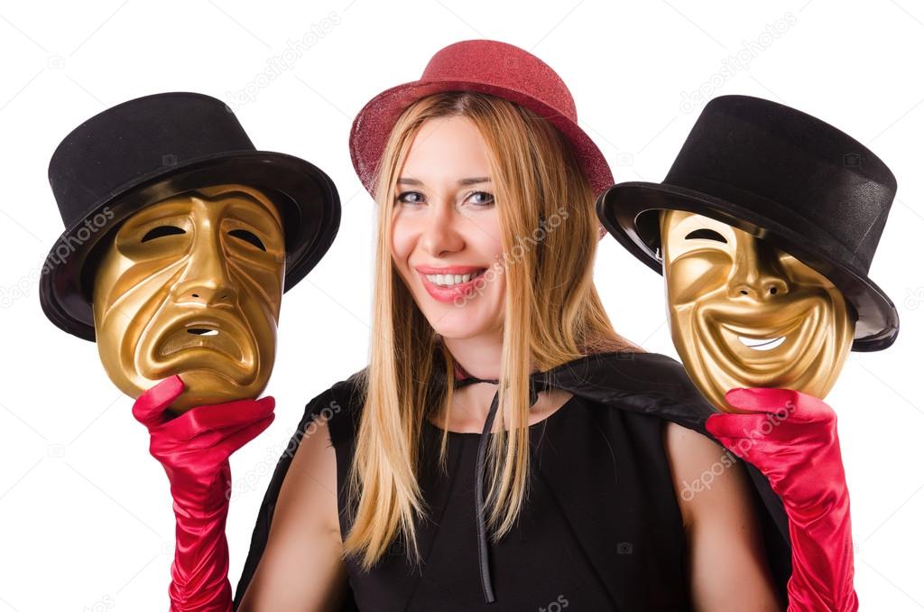 Woman with theater masks