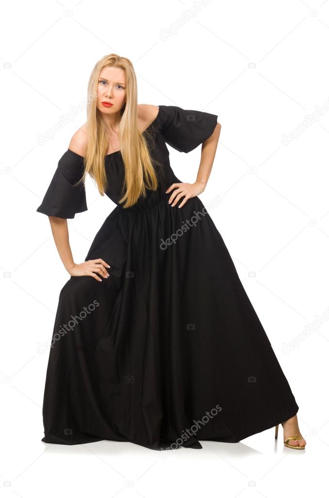 Tall woman in long black dress — Stock Photo © Elnur_ #79172884