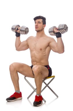 Beyaz arka plan üzerinde izole kas adam