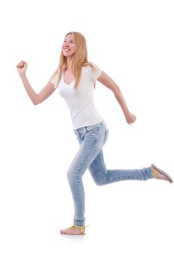 Kot pantolonlu kadın