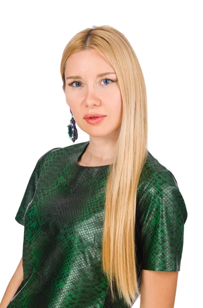 Junge Frau in grünem Kleid — Stockfoto