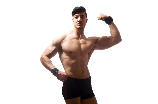 Homem muscular isolado no fundo branco — Fotografia de Stock