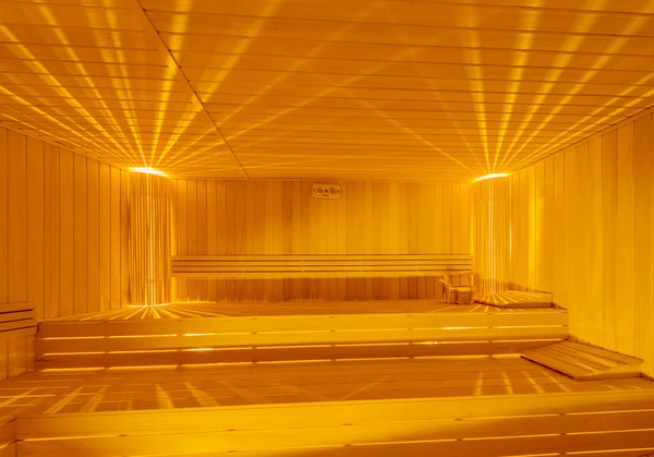 Hot wooden sauna room interior — Stock Photo, Image