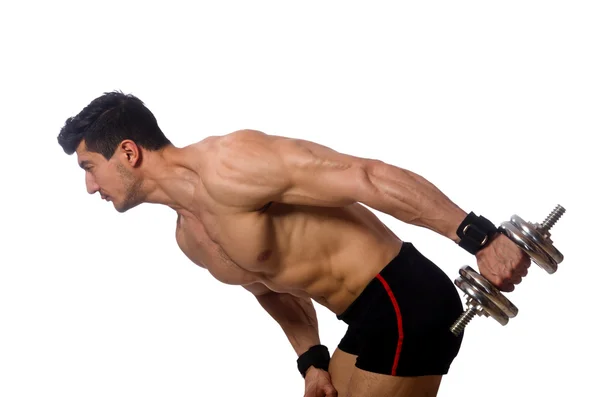 Hombre muscular aislado sobre el fondo blanco — Foto de Stock