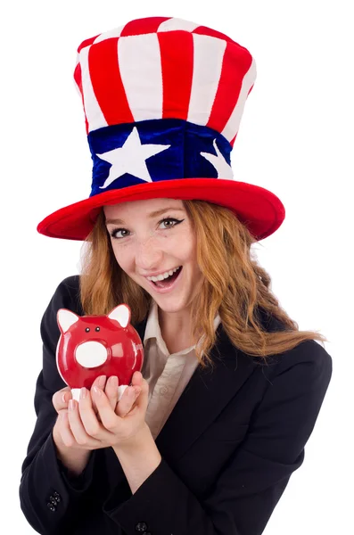 Cute girl wearing american symbol hat — Stock Photo, Image