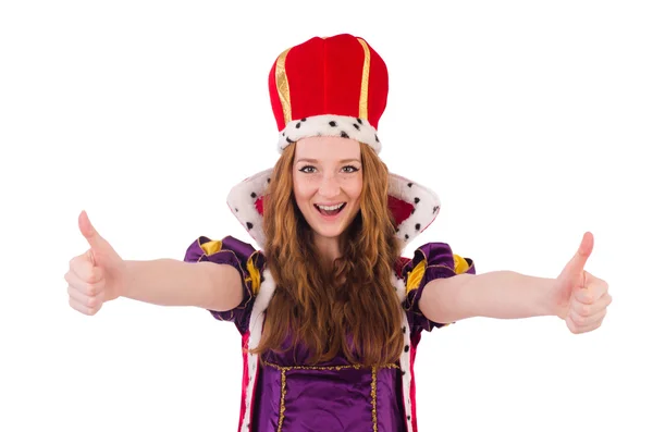 Pretty young queen in purple dress — Stock Photo, Image