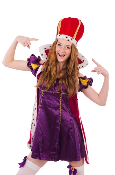 Pretty young queen in purple dress — Stock Photo, Image