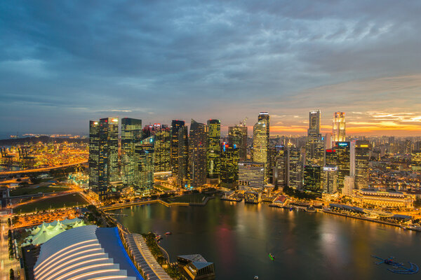 SINGAPORE - JUNE 02,2015: Panorama of Singapore skyline downtown,JUNE 02,2015 in SINGAPORE.