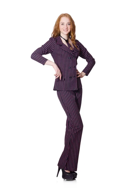 Young lady in striped retro suit — Stock Photo, Image