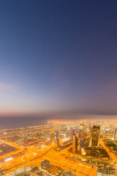 Panoramy Dubaju noc — Zdjęcie stockowe