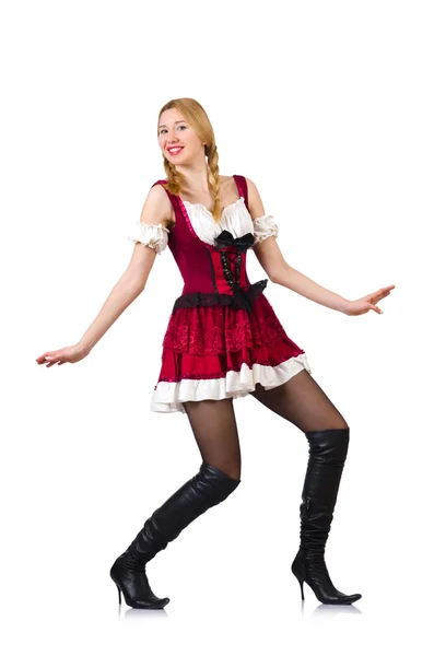 Woman in bavarian costume isolated on white — Stock Photo, Image