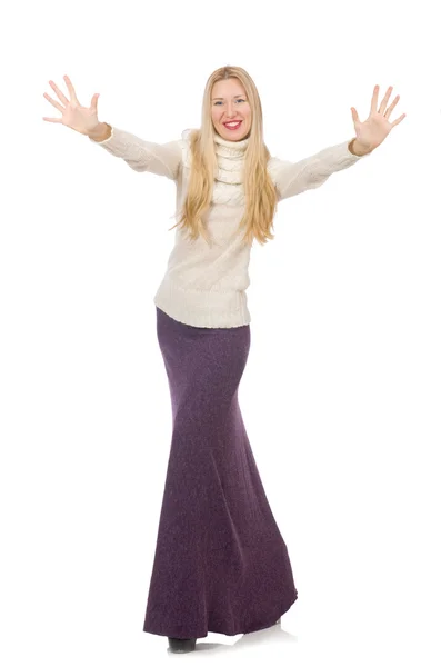 Jolie fille en robe longue violette — Photo