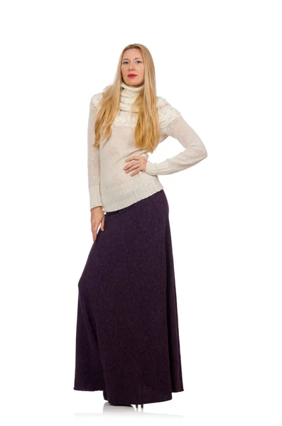Hezká dívka v dlouhé šaty fialové — Stock fotografie