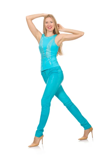 Beautiful girl in blue clothing — Stock Photo, Image