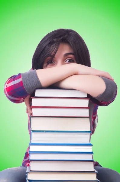 Chica estudiante con libros contra el gradiente —  Fotos de Stock