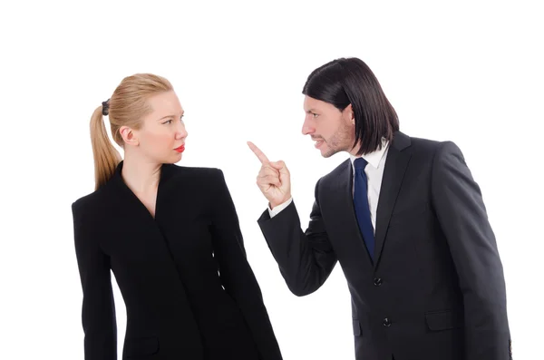 Homme d'affaires et femme d'affaires isolé sur blanc — Photo