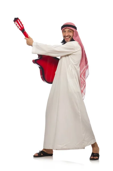 Arap adam beyazda soyutlanmış oynuyor — Stok fotoğraf